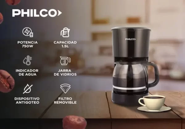 D_NQ_NP_2X_914335-MLA83704022758_042025-F.webp Cafetera De Filtro Philco Caph9416bp De 1,5 Litros Y 750w Color Negro
