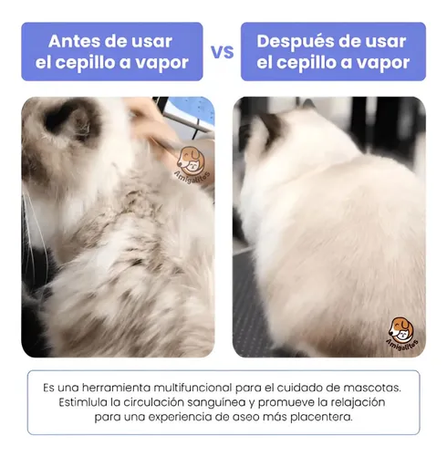 Cepillo A Vapor Perros Gatos Peine Masajeador Saca Pelos