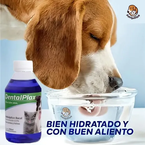 Enjuague Bucal Dental Plax Para Perros Gatos Buen Aliento Dentalplax