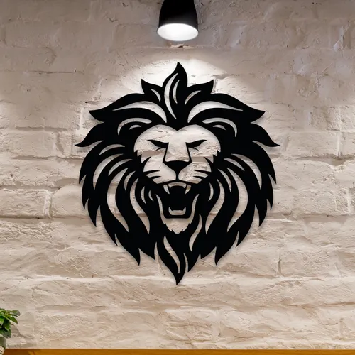 D_NQ_NP_613800-MLA79061139548_092024-O.webp Cuadro Decorativo Cabeza De León Calado En Madera Mdf Negro Negro