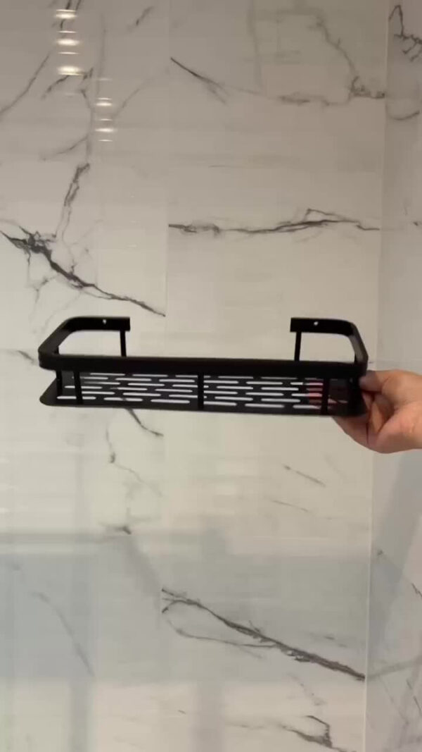 Pack x2 Estantes Repisas Con Adhesivos Para Ducha, Baño y Cocina -- Organizador Baño Ducha Metálico Negro Mate con Instalación sin Perforaciones Estante Shampoo Jabonera Levys Bazar