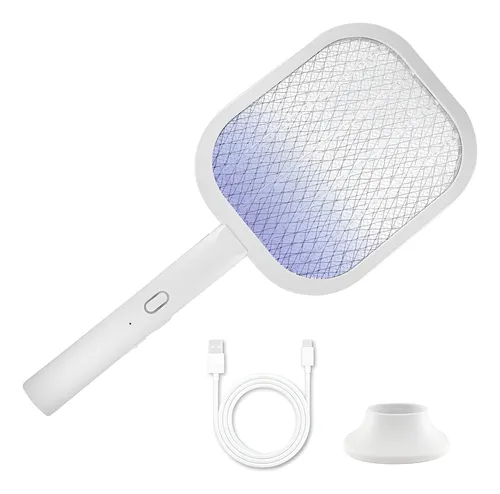 Raqueta Paleta Mata Moscas Mosquitos C/ Trampa Recargable Color Blanco