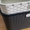 Canasto Cajón Organizador Rattan Plástico Premium Grande Xl Color Negro / Full Black
