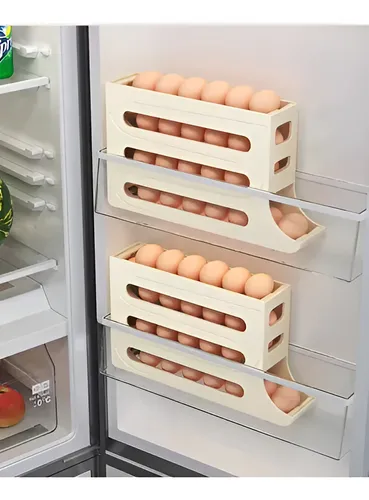 Huevera Deslizante Organizador De Huevos Apilable Cavidades De 3 Niveles Dispensador Para Heladera, Mantener Orden Almacenamiento Y Frescura Levys Bazar