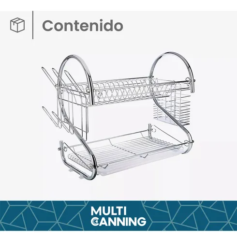 Escurridor Secaplatos 2 Pisos Cromado Platos Tazas Cubiertos Raitot