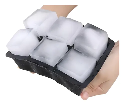 Cubetera Silicona Hielo Cuadrado Grande Molde Apto Horno Color Negro