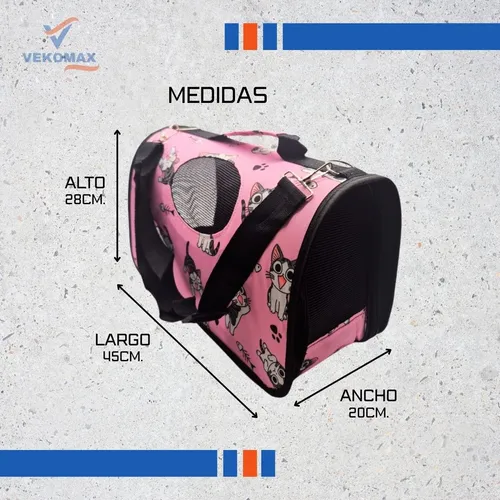 Bolso Transportador Perro Gato Ventilacion Mediano Mascotas Varios