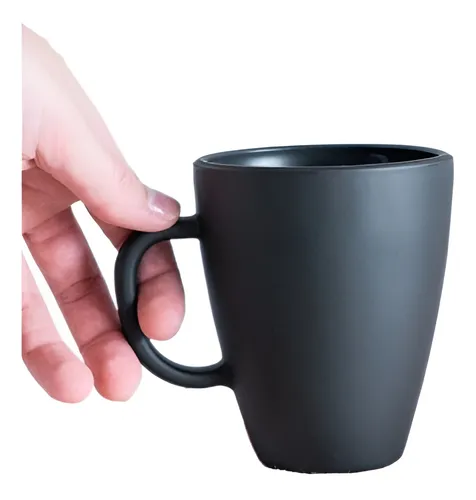Taza Mug Vidrio Negro Mate Durax Armonia X6