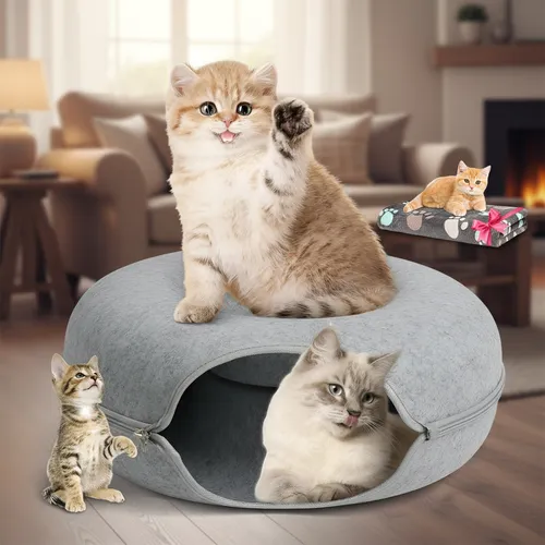 Cama Cucha Para Gato Perro Mascota Pequeña Cueva Túnel Dona Resistente