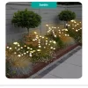Estaca Luz Solar Ramo 8 Leds Bombillas Jardin Exterior X 2u Negro