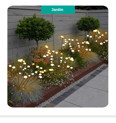 Estaca Luz Solar Ramo 8 Leds Bombillas Jardin Exterior X 2u Negro