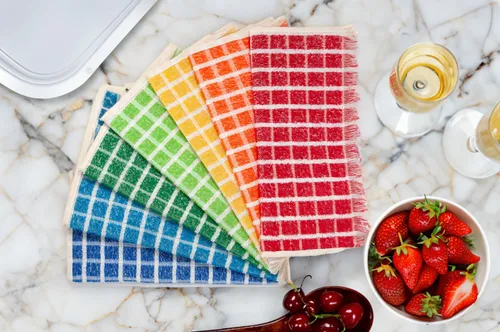 Pack X 6 Repasadores Cocina Toalla Algodón Cuadros Colores Surtidos