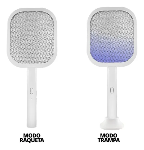 Raqueta Paleta Mata Moscas Mosquitos C/ Trampa Recargable Color Blanco