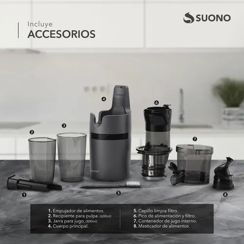 Juguera Eléctrica Suono Extracción Lenta Vertical Gris