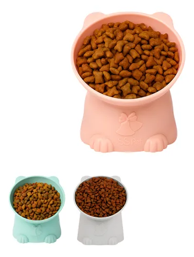 Comedero Bebedero Plato Alto Gato Mascota Elevado Inclinado