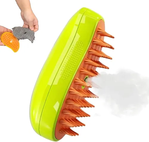 Cepillo De Vapor Para Mascotas 3 En 1 Con Spray Y Masajeador