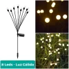 Estaca Luz Solar Ramo 8 Leds Bombillas Jardin Exterior X 2u Negro