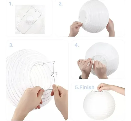 Lámpara Bola De Papel Arroz China 40 Cm Blanco
