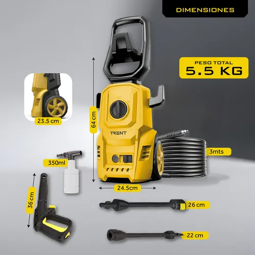 D_NQ_NP_676645-MLA96159214191_102025-O.webp Hidrolavadora Electrica Trent HLT307 1400W Alta presion 1600 Psi 110 Bar con Accesorios
