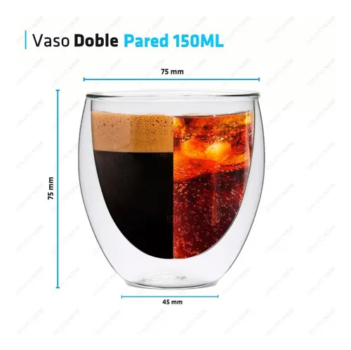 D_NQ_NP_676766-MLA84019392616_052025-O.webp Vaso Doble Vidrio Taza Cafe Espresso Pocillo 150ml Color Transparente