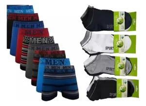 Combo Hombre 6 Boxer + 12 Pares De Medias Soquetes