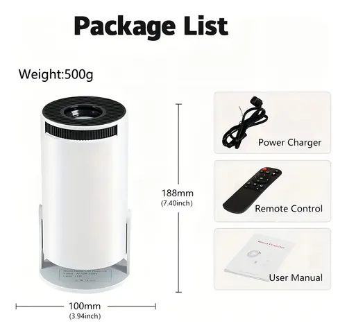 Proyector Led Smart Android 11 Fhd 4500 Lumenes Wifi Bt Color Blanco