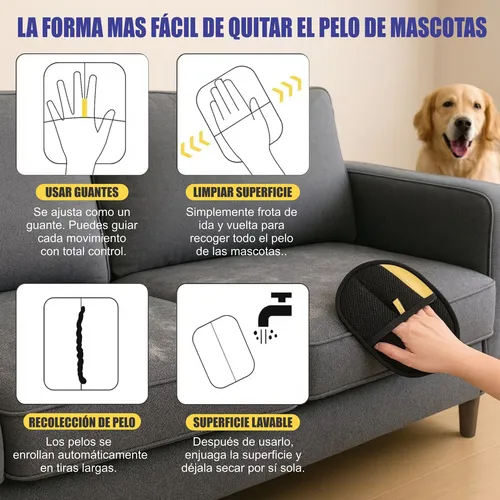 Guante Quita Pelos Y Pelusas Mascotas Sillones Ropa Negro