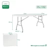 Mesa Para Jardin Exteriror Plegable Camping Portatil Picnic 150 x 70 Cm Color Blanco Gardenlife