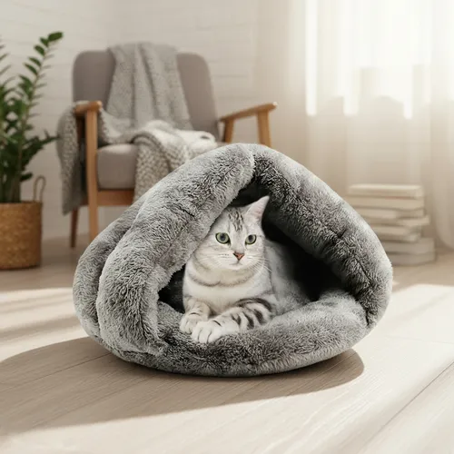 Cama Cucha De Peluche Para Gato Perro Mascota Cueva