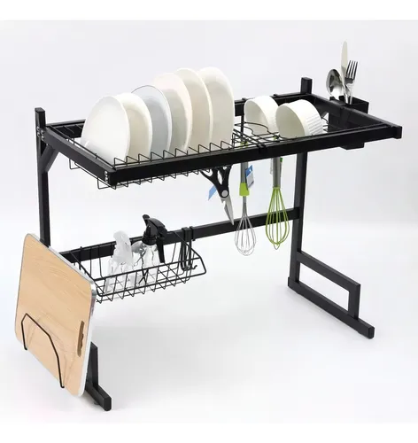 Soul 2 plantas 65cm rack organizador de cocina escurridor negro