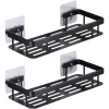 Pack x2 Estantes Repisas Con Adhesivos Para Ducha, Baño y Cocina -- Organizador Baño Ducha Metálico Negro Mate con Instalación sin Perforaciones Estante Shampoo Jabonera Levys Bazar