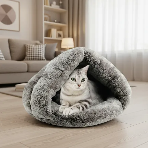 Cama Cucha De Peluche Para Gato Perro Mascota Cueva