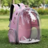 Mochila Transportadora Para Mascotas Rigida Gatos Perros Capsula Transparente Rosa