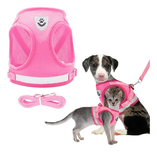D_NQ_NP_717145-MLA83082234283_032025-O.webp Pretal Arnes Para Perros Pequeños Paseo Viaje Correa 1.13mts Rosa S