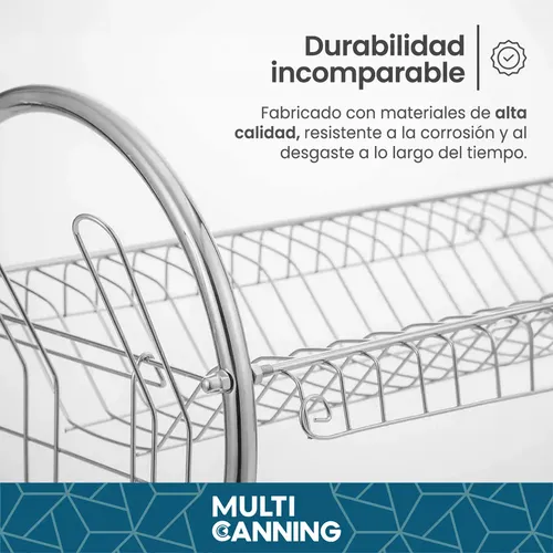 Escurridor Secaplatos 2 Pisos Cromado Platos Tazas Cubiertos Raitot