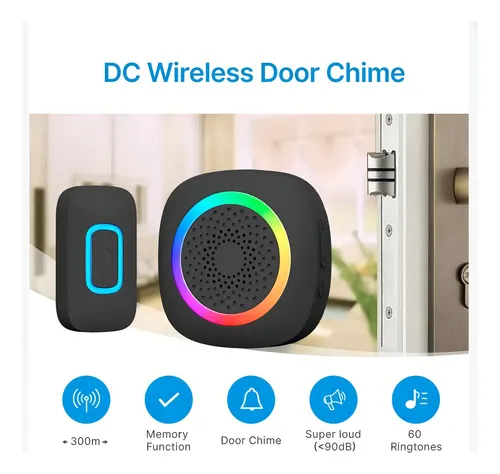 Timbre Inalambrico Wireless Doorbell Kit 60 Melo 300 Mts Led
