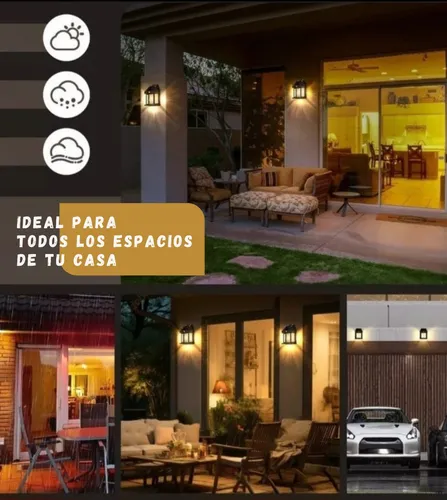 Farol De Pared Luz Led Solar Exterior Jardín Cálida X 2uni