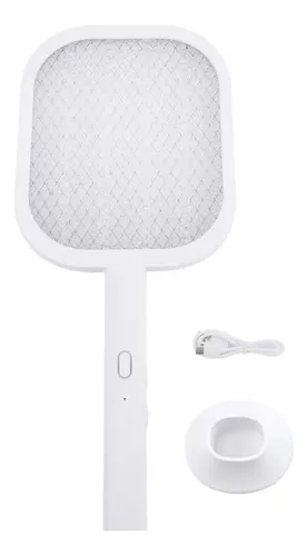 Raqueta Paleta Mata Moscas Mosquitos C/ Trampa Recargable Color Blanco