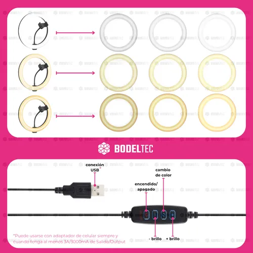 Aro De Luz Led Bodeltec 26 Cm Con Trípode 2 Metros