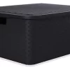 Canasto Cajón Organizador Rattan Plástico Premium Grande Xl Color Negro / Full Black