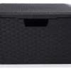 Canasto Cajón Organizador Rattan Plástico Premium Grande Xl Color Negro / Full Black