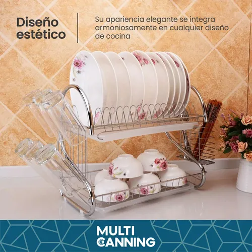 Escurridor Secaplatos 2 Pisos Cromado Platos Tazas Cubiertos Raitot