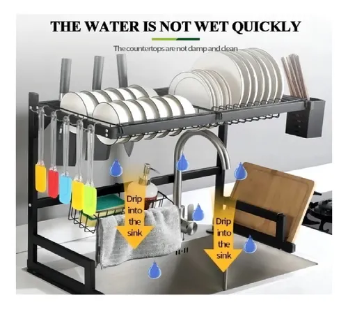 Soul 2 plantas 65cm rack organizador de cocina escurridor negro