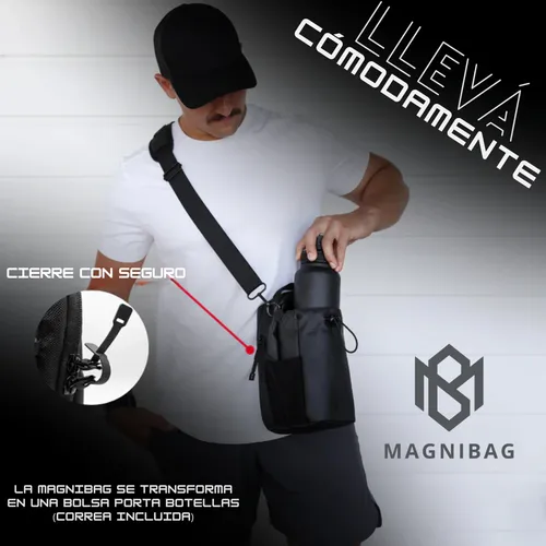 Bolso Deportivo Gimnasio Magnético Reforzado - Magnibag Negro Magnibag Negra