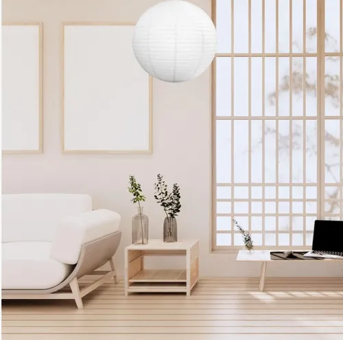 Lámpara Bola De Papel Arroz China 40 Cm Blanco