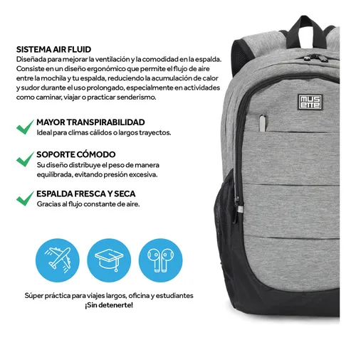 D_NQ_NP_765596-MLA96380487679_102025-O.webp Mochila Porta Notebook 15.6 Urban Antirrobo Oxford Musette Gris Liso