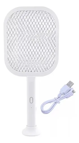 Raqueta Paleta Mata Moscas Mosquitos C/ Trampa Recargable Color Blanco