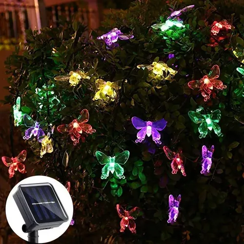 Luces Guirnalda Mariposa Solar Multicolor 5m 20 Led Navidad