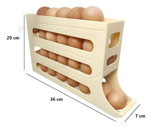Huevera Deslizante Organizador De Huevos Apilable Cavidades De 3 Niveles Dispensador Para Heladera, Mantener Orden Almacenamiento Y Frescura Levys Bazar