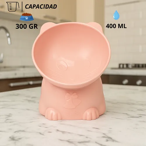 Comedero Bebedero Plato Alto Gato Mascota Elevado Inclinado